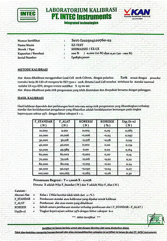 Greentech Globalindo calibration certificate page 2, measurement traceability details